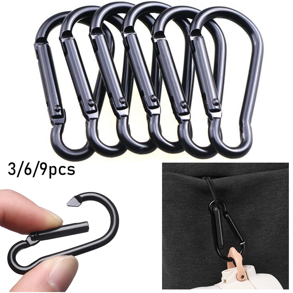 Set 3/6/9 móc carabiner bằng hợp kim nhôm thích hợp cho cắm trại/dã ngoại tiện dụng