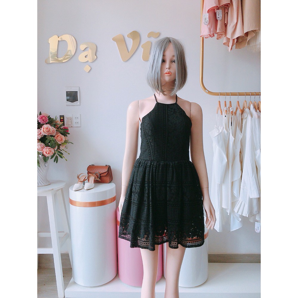 VÁY REN ĐEN DÁNG XÒE CỔ YẾN DÂY SIÊU XINH