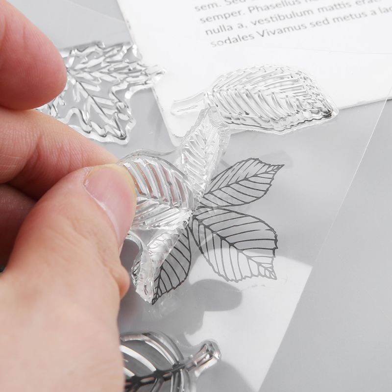 Con Dấu Silicon Trong Suốt Dập Nổi Họa Tiết Lá Cây Dùng Trang Trí Sổ Tay / Album Ảnh / Thiệp Thủ Công Diy