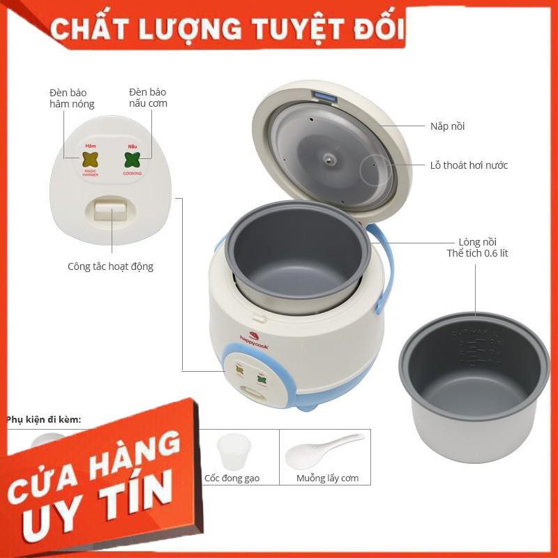 [HÀNG CHÍNH HÃNG] NỒI CƠM ĐIỆN HAPPYCOOK 0.6 LÍT HC-060 AT Cao Cấp