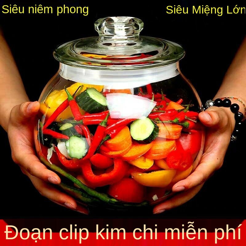 Hũ đựng dưa chua bằng thủy tinh, kích thước chua, kim chi mini không chì, lọ chi, bảo quản kín Chai