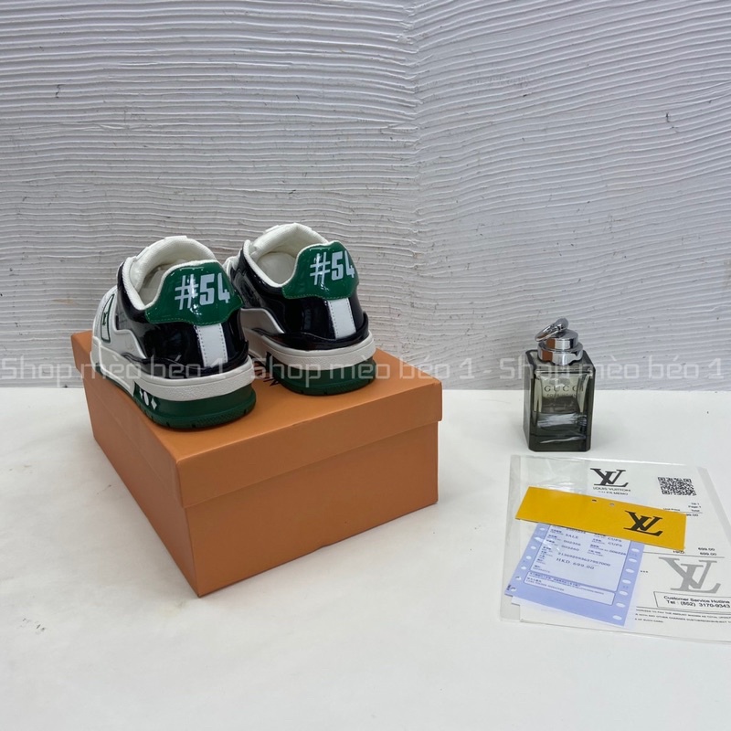 Giày thể thao lv trắng gót pha màu xanh phối đen fullbox
