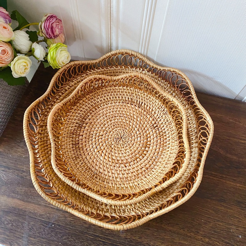 Rổ Mây Tre Đan Tre Làng Vành lượn sóng Kích thước 23cm - 30cm