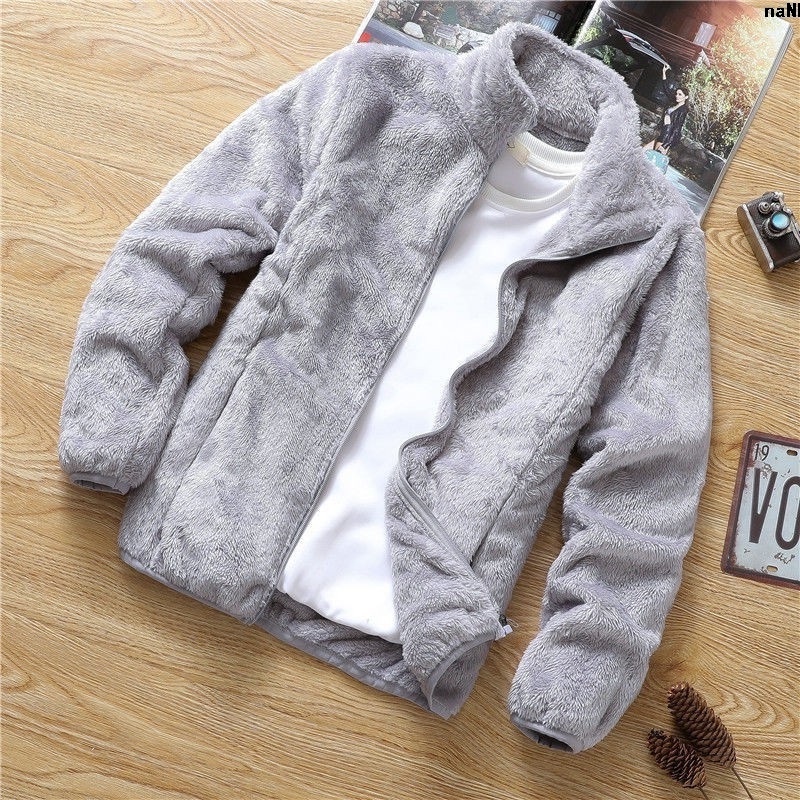 Phiên Bản Hàn Quốc {Cổ Áo Nghỉ Ngơi {Áo Khoác Nam Rộng Rãi Lông Thú Polar...Áo Sweater Dày Dặn Cổ Đứng Dáng Rộng Thời Trang Thu Đông Cho Nam Giới