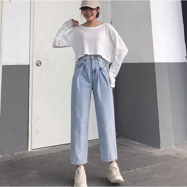 Quần Baggy Jeans Xanh Trắng Kiểu Lạ - 94