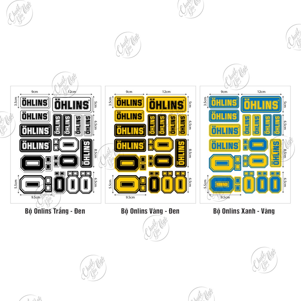 Bộ 17 tem xe decal hình dán logo Ohlins chống nước chất lượng cao trang trí xe máy, điện thoại, laptop,...