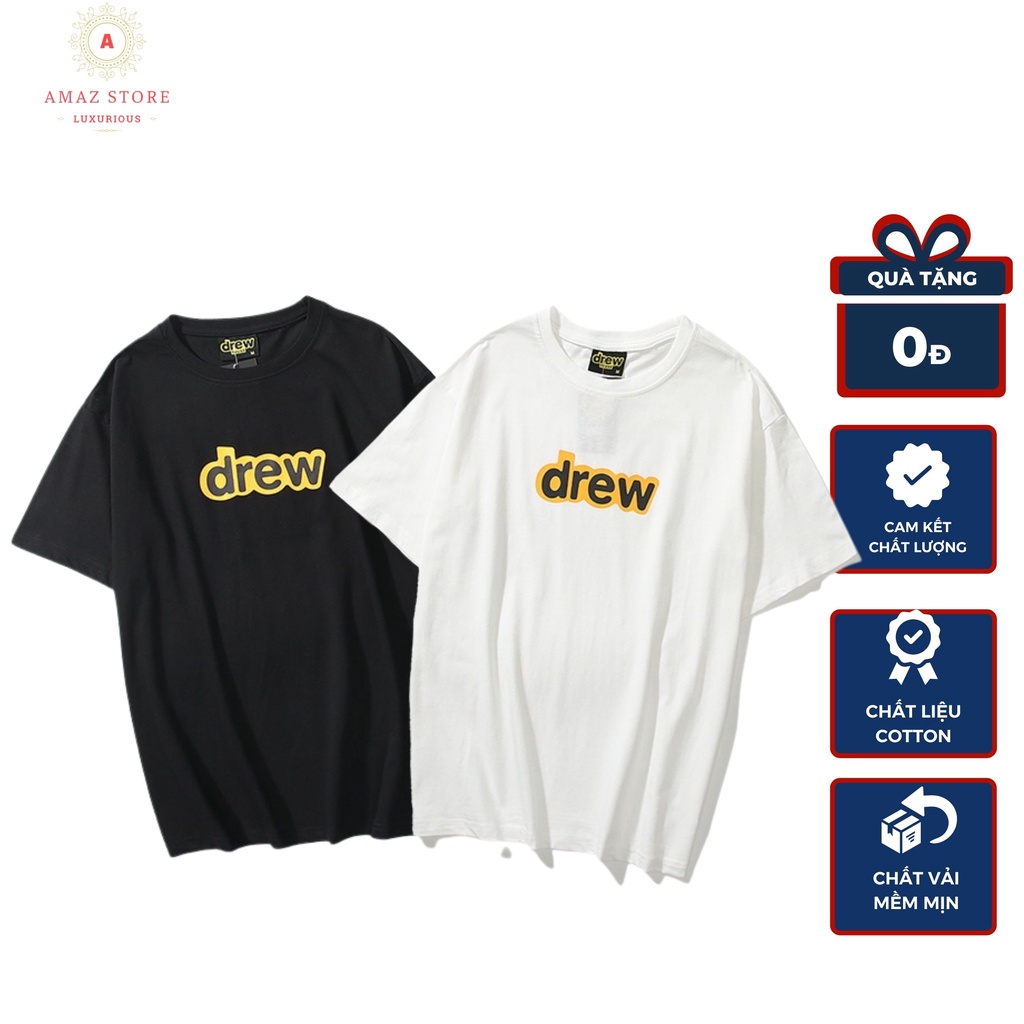 Áo thun unisex tay lỡ Nam Nữ , áo Unisex Form rộng DREW mẫu hè hót nhất 2022 AM4