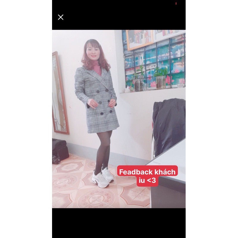 áo dạ nữ đẹp dáng dài đẹp quảng châu cao cấp _ áo khoác dạ kẻ caro 6 cúc cao cấp kiểu dáng hàn quốc | BigBuy360 - bigbuy360.vn