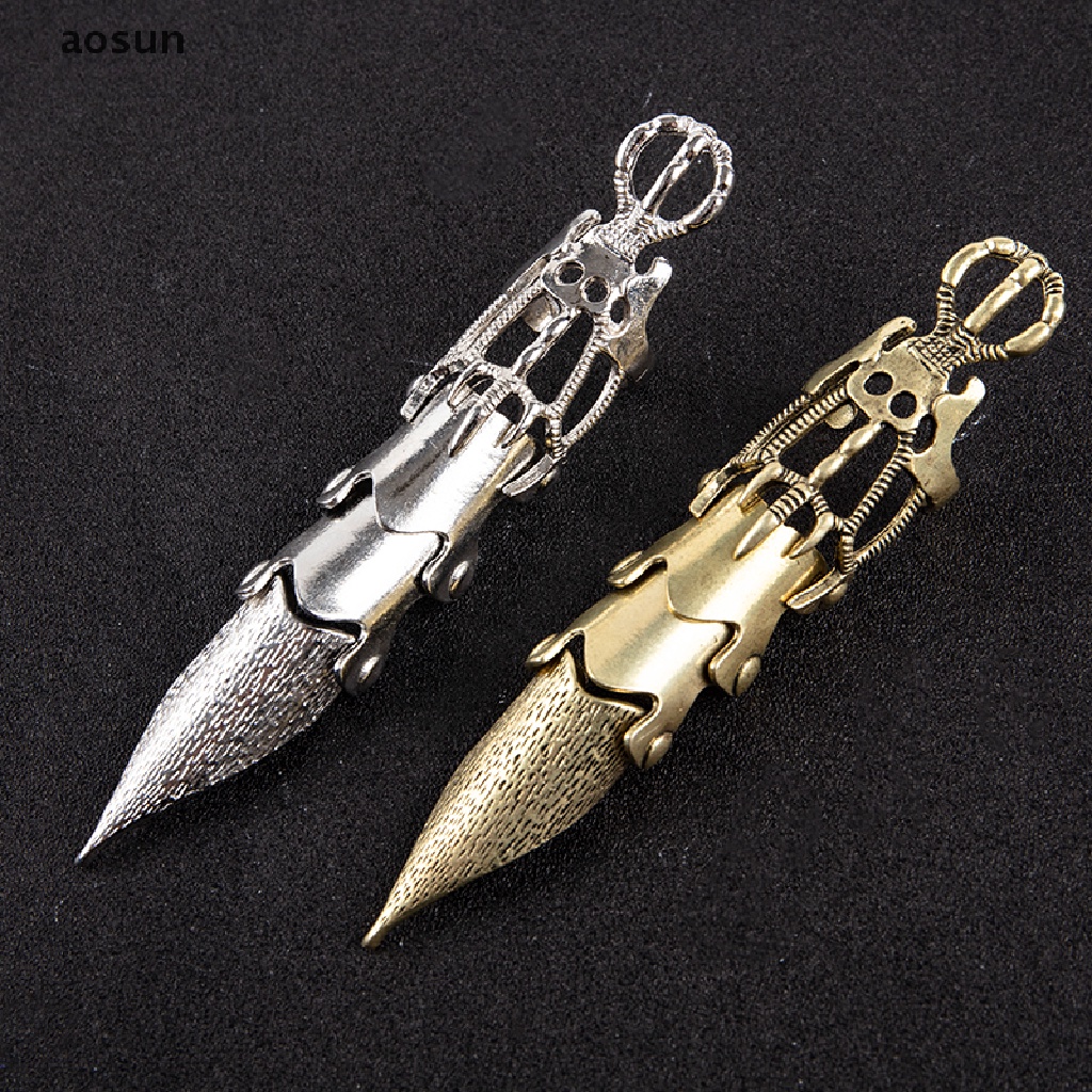 Aosun Nhẫn Đeo Khớp Ngón Tay Hình Móng Vuốt Dài Bằng Kim Loại Hóa Trang Punk Cho Nam