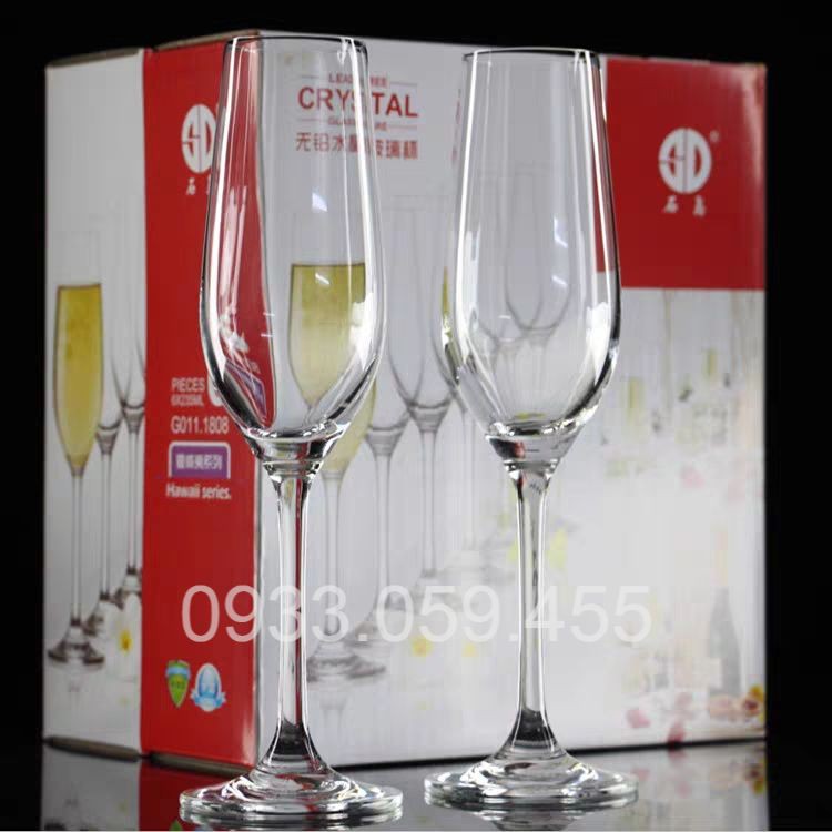 Bộ 6 Ly uong ruou vang sâm panh, ly cốc uống ruou vang 165ML, wine glass