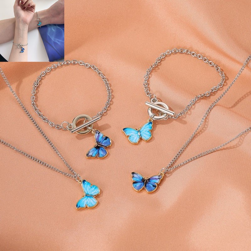 Vòng Đeo Tay Bằng Hợp Kim Nhôm Mặt Hình Bướm Thời Trang Cho Nữ
