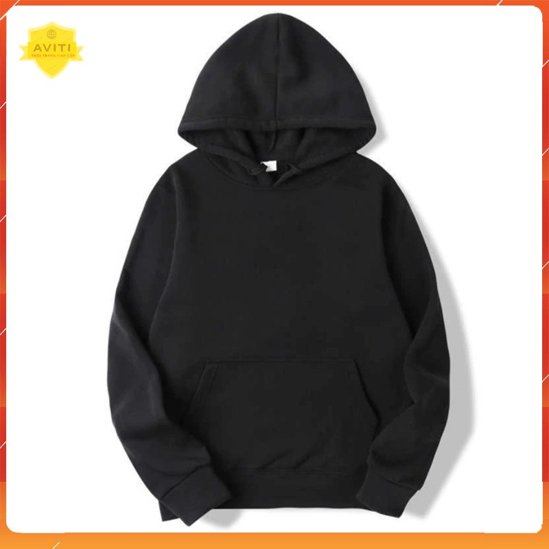 Áo Hoodie Trơn Nam Nữ Mặc Cặp Dáng Rộng Loại Đẹp Màu aviti Đen Trắng HD101