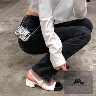 Cao gót nữ ali lover - giày nữ bít mũi phối xích - guốc cao gót quai ngang - giày sandal hở hậu 5 phân - ag220316