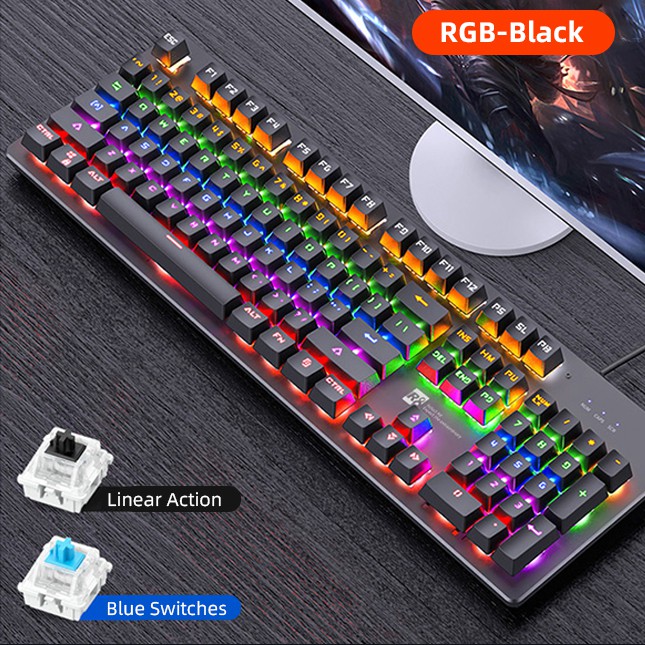 Bàn phím cơ chuyên game R8 1035 Blue Switch gần 20 chế độ led tùy chỉnh (Đen) - Nhất Tín Computer