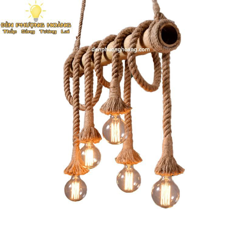 Đèn thả dây thừng thanh tre độc đáo trang trí quán cafe, nhà hàng cực đẹp