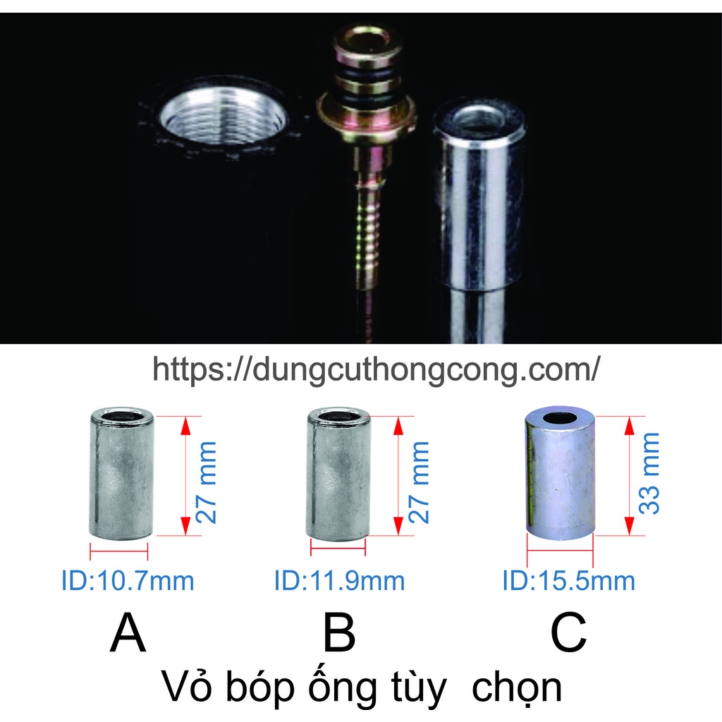 Đầu bấm dây máy rửa xe ren 22 cos 14 & 15mm