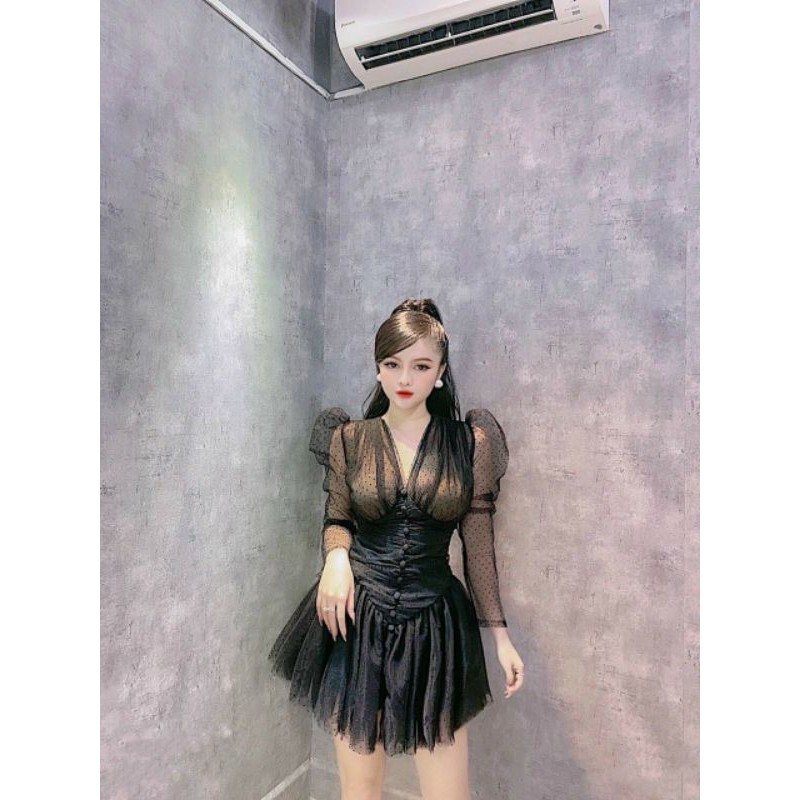 Đầm bi tay dài bigsize