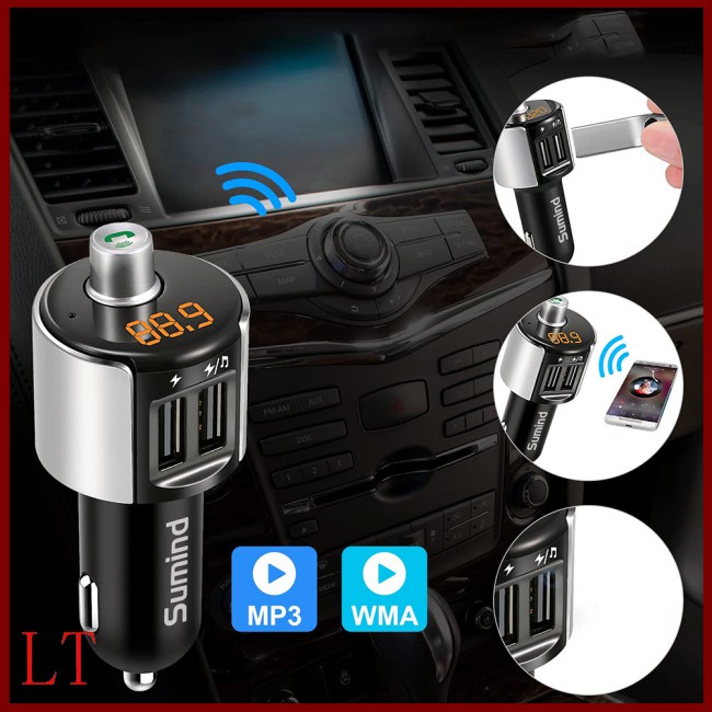 Car Bluetooth Fm  Transmitter Fm Radio Usb Port 5v/3.4a Transmitter Adapter Dual