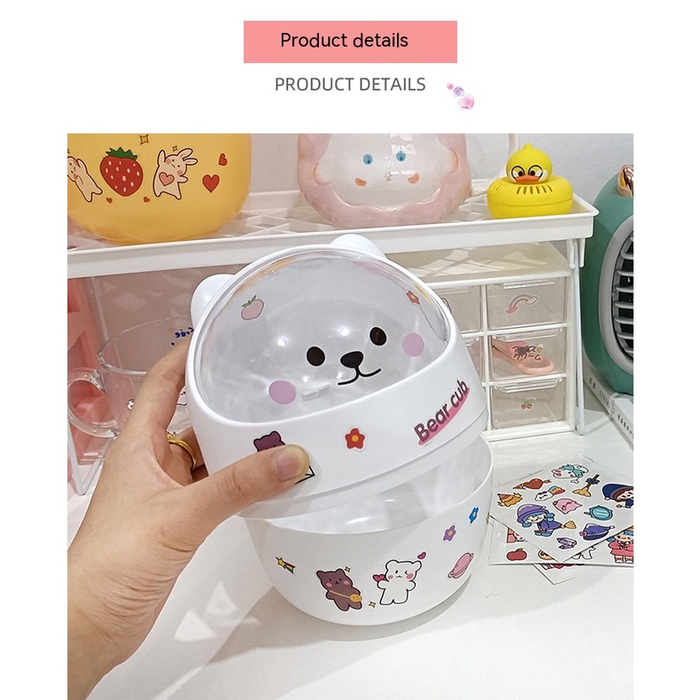 Thùng Rác Mini Có Nắp Sáng Tạo Dễ Thương Cho Phòng Ngủ Giá Đỡ