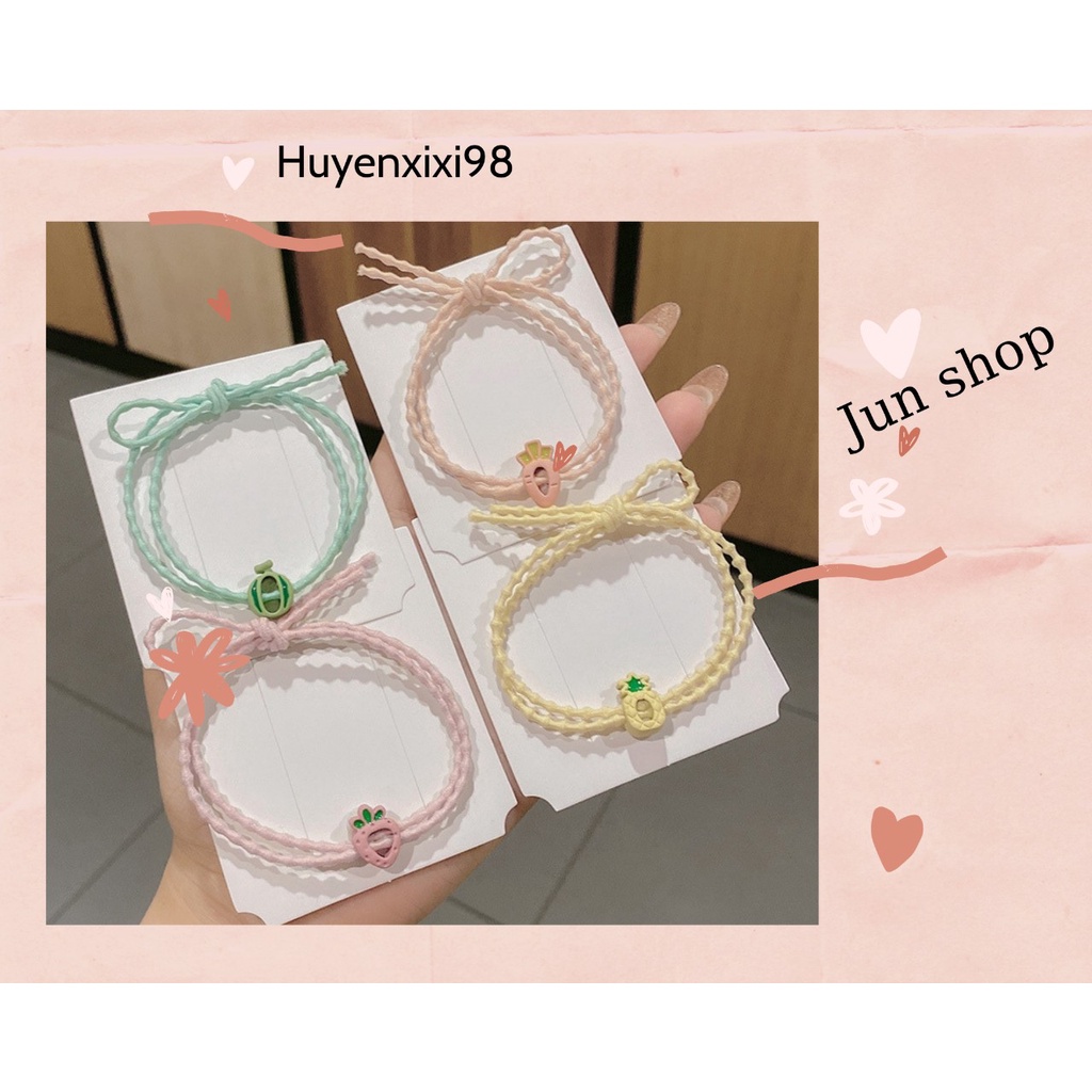 Dây Buộc Tóc Xoắn Thừng Hình Hoa Quả Trái Cây Mùa Hè Tươi Mát