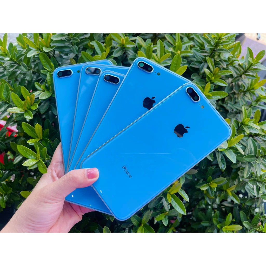 Vỏ Iphone 8p xanh dương độ Iphone 12 viền vuông nhám cực đẹp