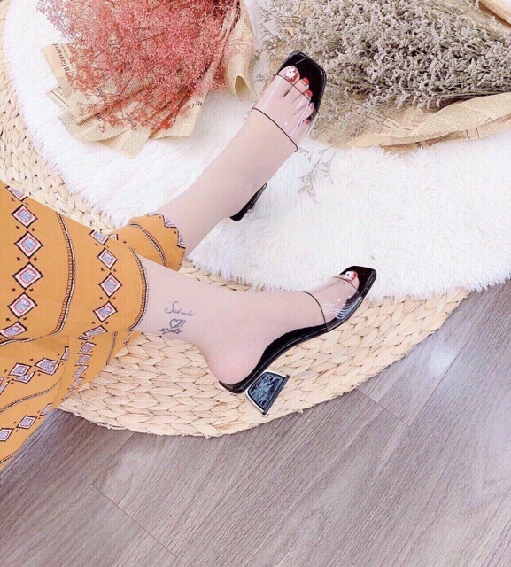 Dép/ guốc meka trơn gót bọc đồng cao 5p sang chảnh hàng vnxk chất đẹp mã L10
