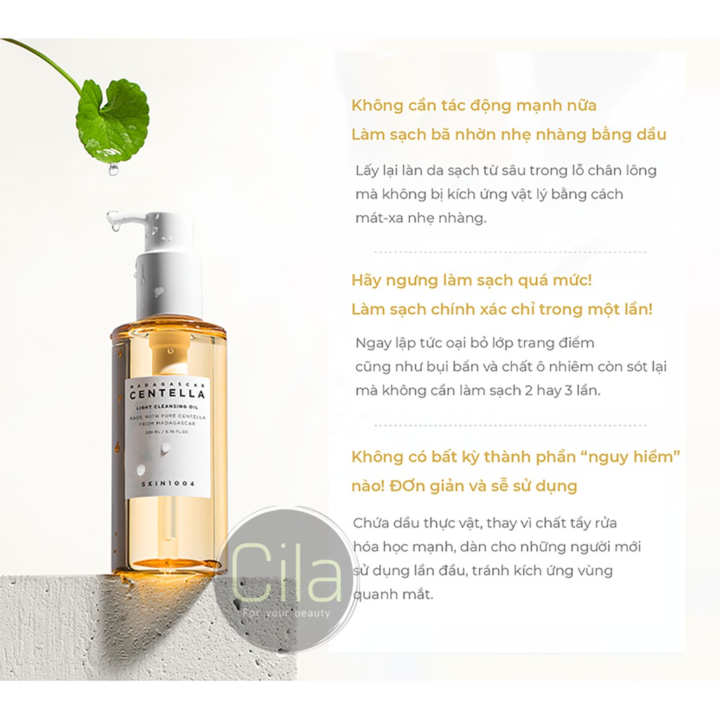 Dầu Tẩy Trang Skin1004 Madagascar Centella Light Cleansing Oil 200ml Chiết Xuất Rau Má - Cila House