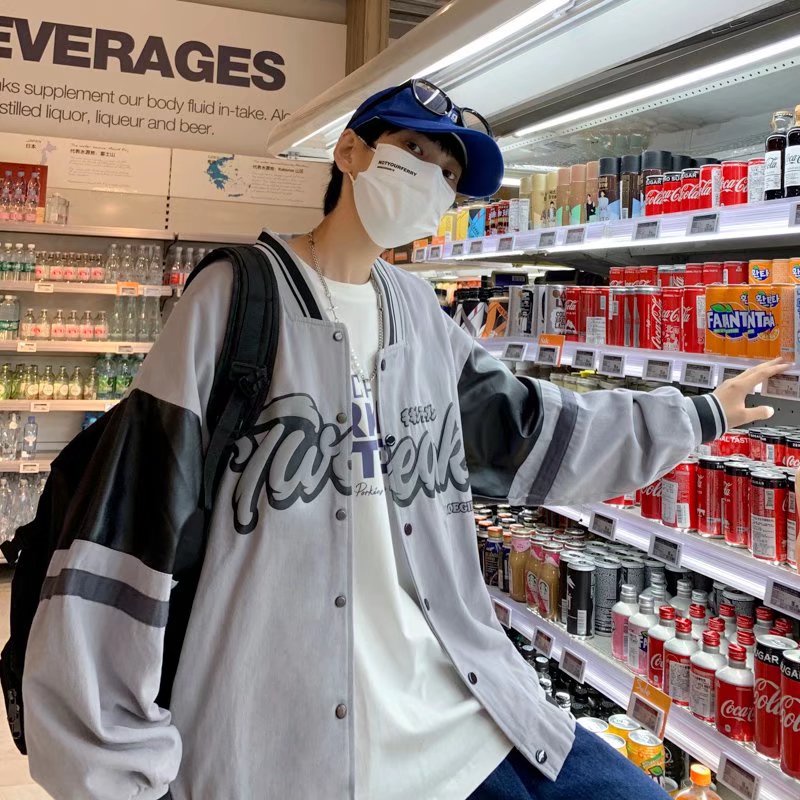 Áo khoác bóng chày dáng rộng phong cách năng động thời trang cho nam