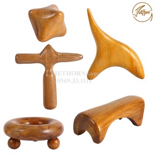 COMBO bộ 5 Dụng Cụ day ấn Huyệt Mát xa toàn thân kiểu Thái bằng gỗ thơm - VIETHORN chăm sóc sức khỏe toàn diện