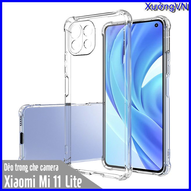 Ốp lưng silicon chống va đập trong suốt Xiaomi Mi 11 Lite