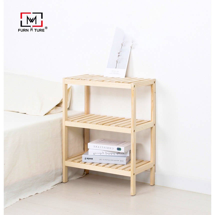 Kệ gỗ trang trí lắp ráp 3 tầng size 50 cm màu gỗ - MW FURNITURE - Nội thất căn hộ