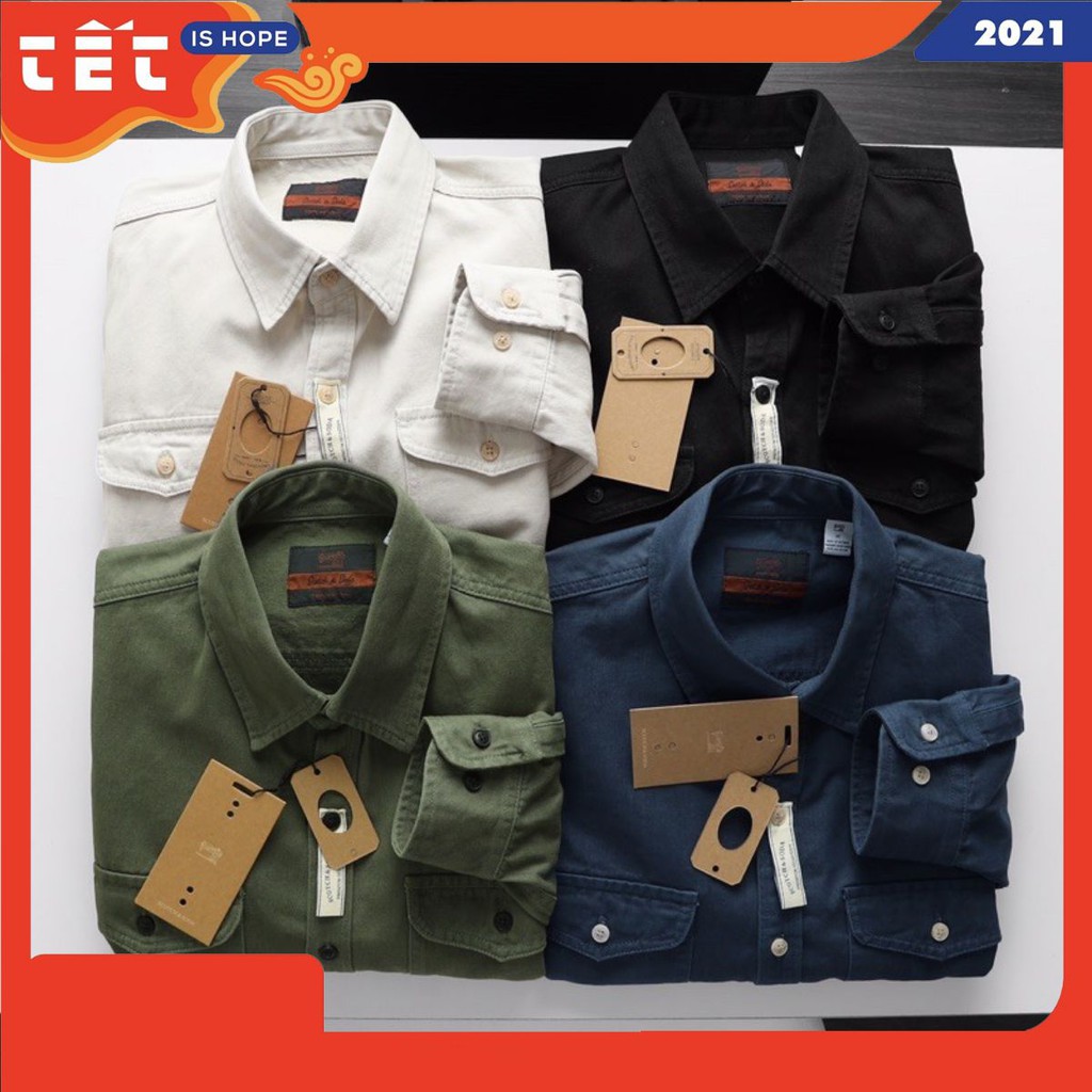 [BST cao cấp] Áo sơmi nam dài tay kaki túi nắp