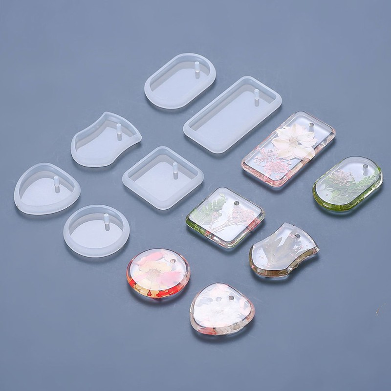 Boom✿ 6 Pcs Keychain Epoxy Resin Mold Hanging Pendant Silicone Mould DIY Crafts Jewelry Necklace Casting Mold