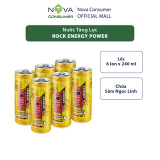 [Combo 6 lon] Nước tăng lực Rock Energy Power chứa Sâm Ngọc Linh (240ml x 6 lon)