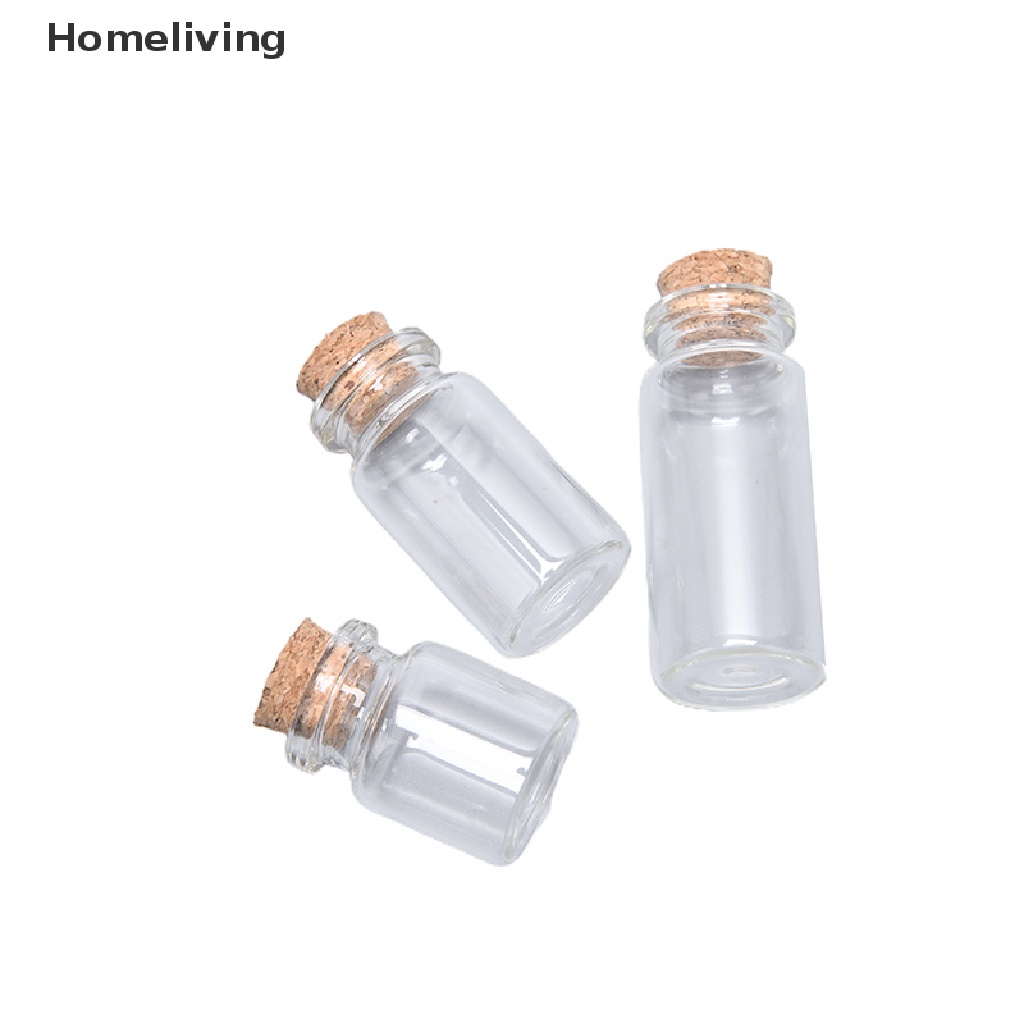 Set 10 Chai Thủy Tinh Mini Có Nút Bần Dùng Trang Trí Đám Cưới