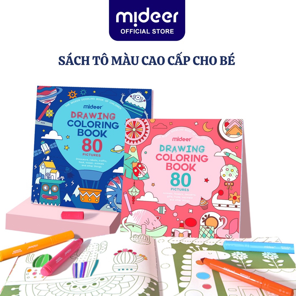 Đồ chơi thủ công 80 bức tranh tô màu cho bé Mideer Drawing Coloring, đồ chơi sáng tạo cho bé 2,3,4,5,6 tuổi