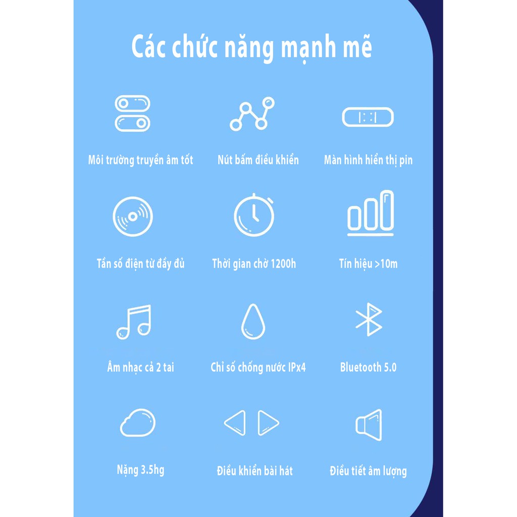 Tai Nghe Không Dây A88 - Kết nối Bluetooth 5.0 - Thiết Kế Hạt Đậu - Êm Tai - Không Thấm Nước - Âm Thanh Mạnh - Pin Trâu