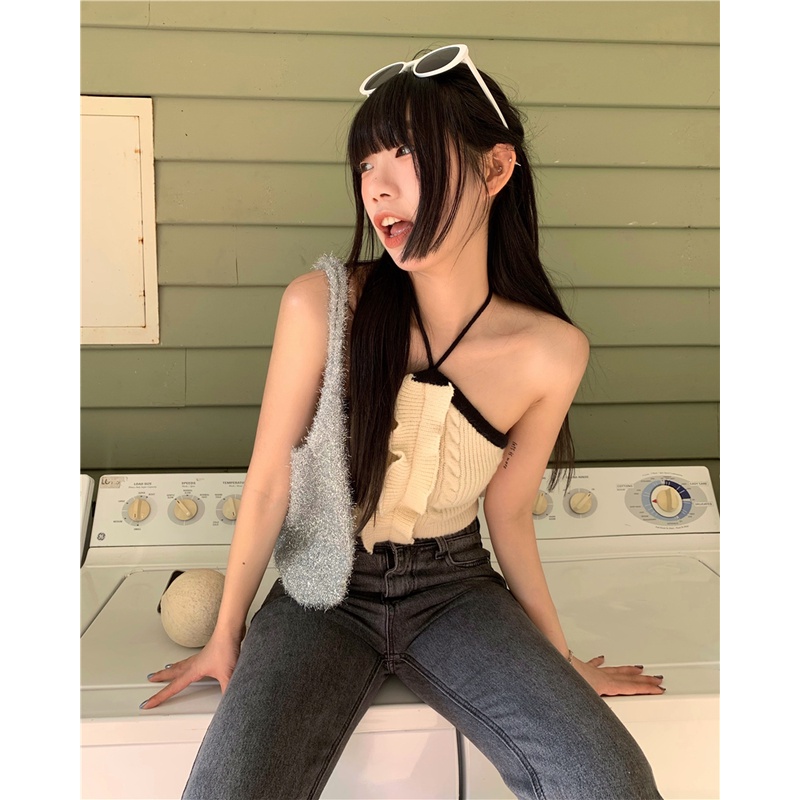 Áo Dệt Kim Hở Lưng Phong Cách Hàn Quốc Gợi Cảm Thời Trang Cho Nữ