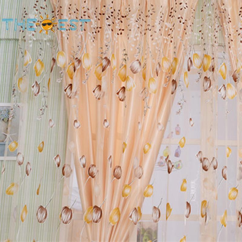 Rèm Cửa Voan In Hoa Tulip