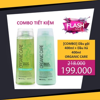 [COMBO] Dầu gội dầu xả Organic Care Normal Balance 400ml dưỡng tóc bóng mượt