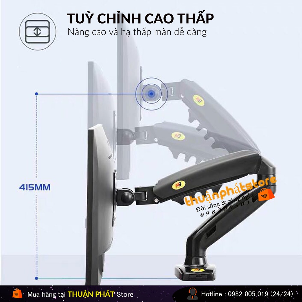 GIÁ TREO MÀN HÌNH NB-F80 ( XOAY 360 ĐỘ ) BẢN MỚI TẢI TRỌNG 9KG - THIẾT KẾ MỚI 2022