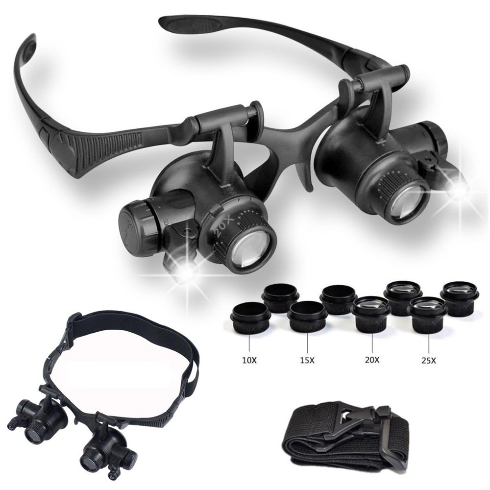 FASHYUNER Kính lúp dạng đeo mắt phóng to 10 / 15 / 20 / 25 lần tiện dụng