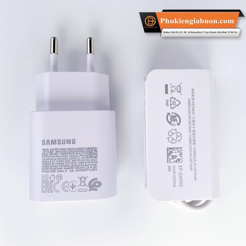 Bộ sạc nhanh Samsung 25W chính hãng Note 10 Note 20 A71, A70, A80, A90, S20, S20+, S20, S21 S22 Ultra