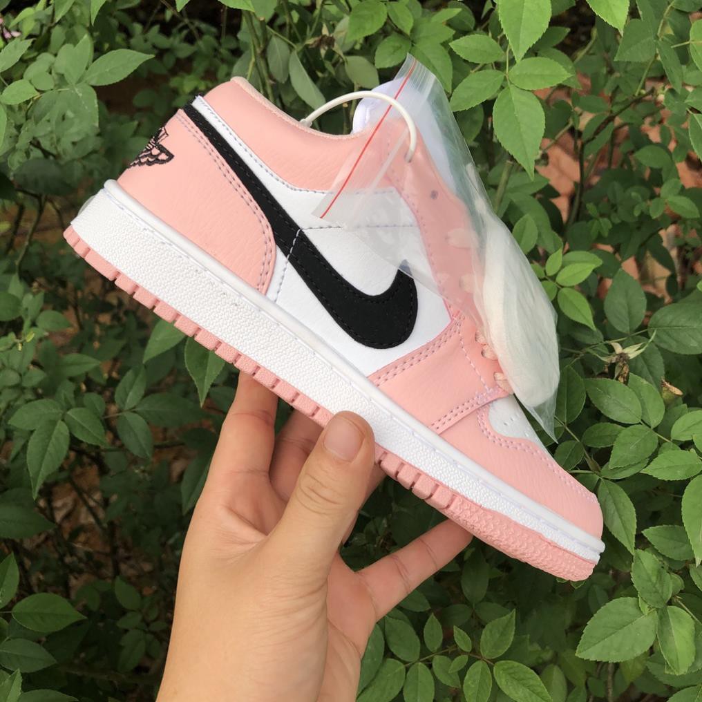 Giày thể thao nữ Jordan màu hồng cổ cao cổ thấp, giày sneaker nữ JD1 màu hồng đen cao cổ thấp cổ Pink high, low