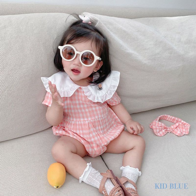 Bộ Áo Liền Quần Tay Lỡ Cổ Búp Bê In Hoa Dễ Thương Cho Bé Gái