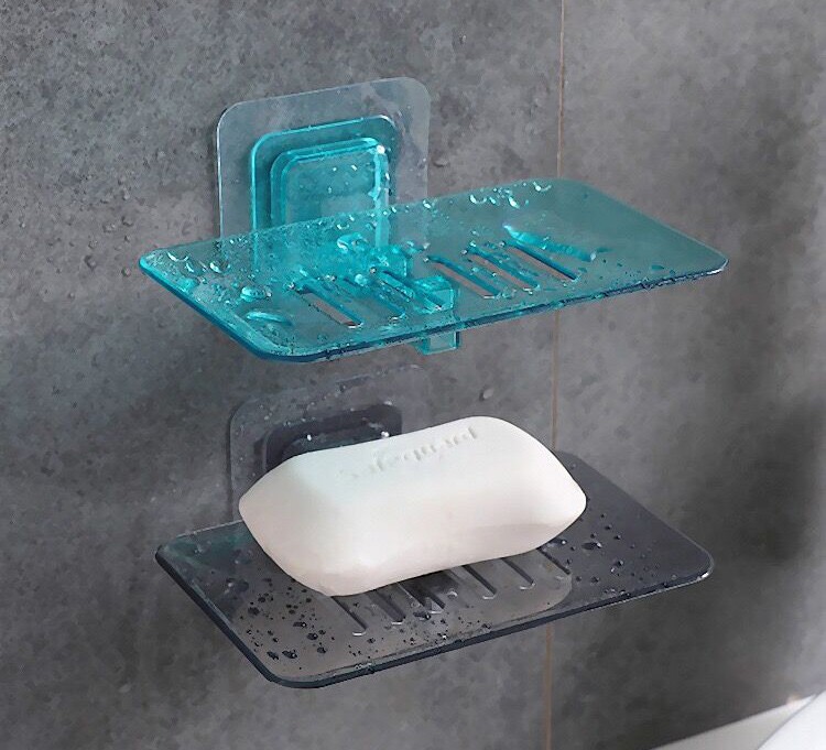 Bathroom Shower Soap Dishes Drain Sponge Holder Wall Mounted Organizer Storage green black clear coffee