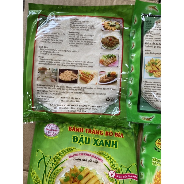 Bánh tráng bò bía đậu xanh quấn chả giò giòn xốp