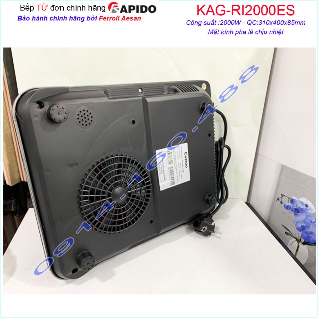 Bếp điện từ đơn Rapido KAG-RI2000ES, sales 50% bếp từ đơn nấu nhanh ít hao điện sử dụng tiện lợi