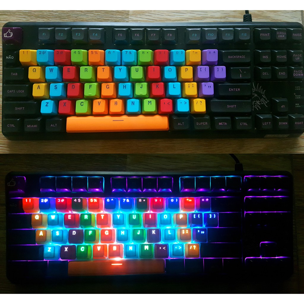 Set keycap (nút bàn phím) Rainbow PBT 46 nút xuyên led 37