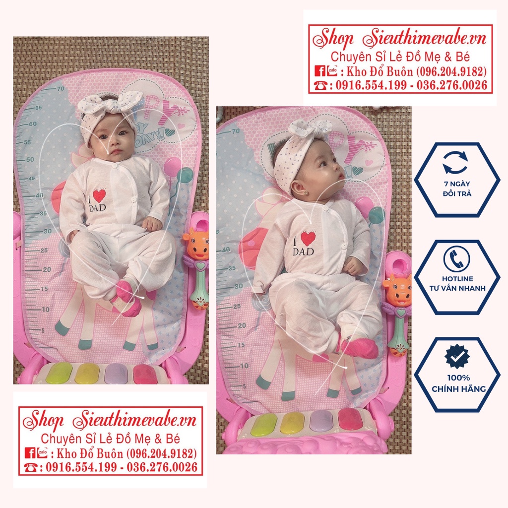 Bộ dài tay khuy lệch I love Mom, I love Dad cho bé sơ sinh 3-8kg, vải cotton mềm mịn thoáng mát, quần đáp đũng